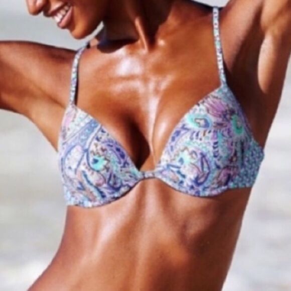 VICTORIA’S SECRET THE FABULOUS DISCONTINUED PAISLEY PRINT TASSEL‎ BIKINI TOP 32C - Picture 1 of 8